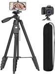 XXZU 67" Camera Tripod with Travel Bag, Cell Phone Tripod with Remote, Aluminum Portable Tripod Stand with Mount & 1/4”Screw, for Phone/Camera/Projector/DSLR/SLR