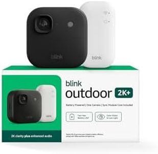 Blink Outdoor 2K+ (newest model) — Wireless smart security camera, 2K video resolution, enhanced audio, two-year battery. Sync Module Core included — 1 camera system (Black)