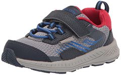 Saucony Kids Boys Wind Shield A/C Jr Running Shoe, Navy/Grey/Red, 6 M US