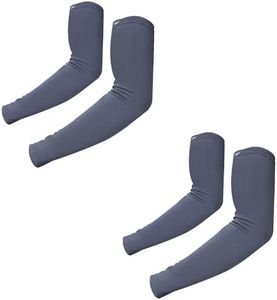 Autofy Pro-Fit 240 GSM Outdoor Indoor Use Unisex Arm Sleeves UV Tan Protection for Men Women Children with Compression & Cooling Effect (Pack of 2-4pcs) (Dark Grey)