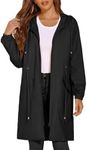 ELESOL Women's Waterproof Jacket Long Lightweight Hooded Raincoat Active Outdoor Rain Jacket,dark black,3xl