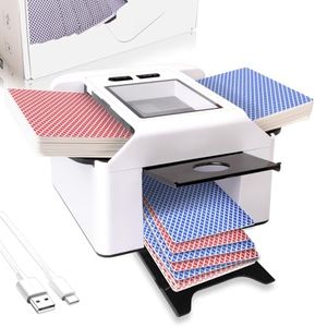 Smart Automatic Card Shuffler 1-2 Decks, 2000mAh Rechargeable Built-in Battery, Quiet Electric Shuffling Machine for Poker, UNO, Blackjack, Skip-Bo, Phase 10, Standard & Japenese Sleeved Cards (White)