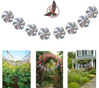 10 Meters of 8 Pieces Reflective Pinwheels Strings, Sparkly Hanging Scare Bird Deterrent Windmills, Outside Bird Repellent Wind Spinners Deterrent Birds Away from Yard Garden Patio Farm