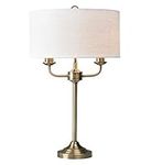 Village At Home Grantham Table Lamp, Metal, E14, Antique Brass/White