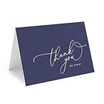 Bliss Collections Navy Blue Thank You Cards with Kraft Envelopes, Pack of 25, 4x6 Folded, Tented, Bulk, Perfect for: Wedding, Bridal Shower, Baby Shower, Birthday, or just to say thanks!