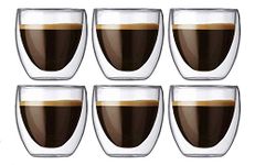 Tebery 6 Pack Coffee Mugs Drinking Glasses Shot Glass Double Wall Thermo Glasses Thermal Insulated Cups, Espresso Latte Cappuccino Stackable Glassware(80ML)