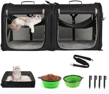 Wakytu Portable 2-in-1 Pet Carrier for Medium Dogs Large Cat Carrier for 2 Cats Travel Double Dog Crate Set with Portable Carry Bag/Hammocks/Mats/Tent Stakes/2 Pcs Pet Bowls for Outdoor Camping