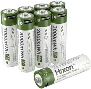 Hixon Lithium 1,5V AA Akku, Wiederaufladbare USB-C AA Akku Lithium, 3000mWh 1,5V AA Lithium Akku, 8 Stücke Lithium USB-C AA Batterien