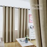 GRALI-DECOR 95-inch Long Thermal Insulated Curtains, Herringbone Textured Window Drapes, Room Darkening Draperies for Bedroom (2 Pcs, 52" Wide, Linen Beige)