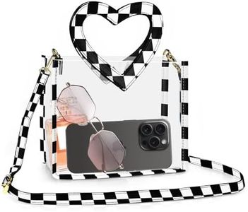 Clear Bag for Stadium Events, Clear Tote Bags for Women, Stadium Purses for Concerts Sports Fans (black-white checkered)