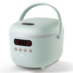 Bear Rice Cooker 8 Cups Cooked, Rice Cooker Small with 6 Cooking Functions, Advanced Fuzzy Logic Micom Technology, 24 Hours Preset Keep Warm, Non-Stick Inner Pot, 2L Green