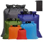 kuou 6 Packs Waterproof Dry Bags, Lightweight Dry Sacks Set Floating Dry Sacks for Rafting Boating Camping Multicolor(1.5L+2.5L+3L+3.5L+5L+8L)