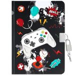 WERNNSAI Kids Diary for Boys Game Journal - Kids Luminous Journal Boys Video Game Diary, School A5 Lined Memos Writing Drawing Notepad with Lock and Keys, Gaming Notebook Birthday Christmas Gift