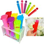 Zojoca Living Set of 6 Silicone Ice Pop Mold ICY Pole with Holder, Food Grade Silicone Large 80ml Capacity Solid Colors DIY Ice Cream – Great Healthy Everyday Treats