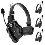 Hollyland Solidcom C1 Full Duplex Headset Wireless Intercom System 4-Person Team Communication 1100ft Group Talk Single Ear Headset with 1 Master & 3 Remote Headphone Microphone Black