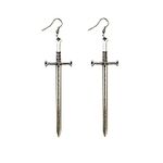 Gothic Retro Dagger Sword Cross Dangle Drop Earrings for Women Men Punk Tassel Threader Hanging Earring Cool Delicate Fashion Jewelry Gifts BFF Birthday Christmas, Metal, No Gemstone