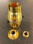 Brass switched lamp holder Kit BC fitting c/w base plate adaptor & reducer