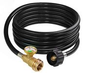 DOZYANT 12 Feet Propane Tank Hose Extension with Gauge for Gas Grill, Heater and All Other Propane Appliances, Acme to Male QCC/POL Fittings