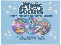 New! Color-Changing Magic Stickers Potty Training Seat by Potty Watch - Easy & Fun Toilet Training with Interactive & 6 Reusable Color Changing Stickers Included! (Space Magic Reveal Stickers)