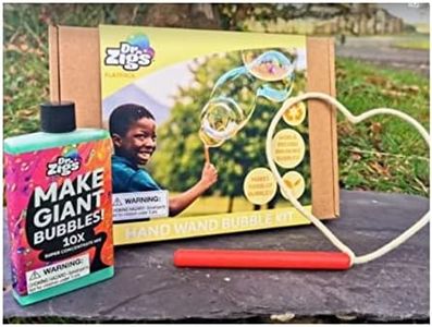 Dr Zigs Eco Giant Bubble Kit- Hand Wand Set - Huge Bubble Making Set, Fun Garden Toys for Kids, Toddlers & Adults, Soap Solution & Booklet Included, Made for Fun Outdoor Party Games