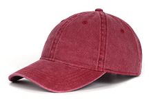 Zylioo XXL Washed Pigment Dyed Baseball Cap,Oversized Adjustable Hiking Cap,Sun Hats for Big Heads 22"-25.5" Wine Red