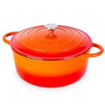 Cast Iron Dutch Oven with Lid – Non-Stick Ovenproof Enamelled Casserole Pot – Sturdy Dutch Oven Cookware – Orange, 7.3-Quart, 30cm – by Nuovva