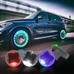 AKKO ANTIQUE Car Tire Wheel Lights, Air Valve, Solar Car Wheel Tire Air Valve Cap Lights, with Motion Sensors Colorful Flashing LED Tire Light Gas Nozzle for Car Bicycle Motorcycles(4 PIS)