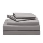 SLEEP ZONE Super Soft Cooling Queen Bed Sheets Set 4 Piece - Easy Care Fitted Flat Sheet & Pillowcase Sets - Wrinkle Free, Fade Resistant, Deep Pocket 16" (Gull Gray, Queen)