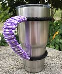 MOCE Handmade Paracord Handle for Yeti/Rtic/Ozark Trail Rambler 30 Oz Tumbler. Purple/White