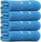 Towelogy® Luxury Egyptian Cotton Face Cloth Flannel Fingertip Towels Set 500 GSM Supersoft and Highly Absorbent Washcloths 30x30 cm (Pack 4, Teal Blue)