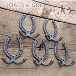 Jones & Grey A SET OF 5 - HORSESHOE CAST IRON DOUBLE WALL BRIDLE HOOKS