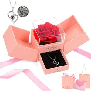 Preserved Rose Gifts for Mothers Day with I Love You Necklace in 100 Languages, Birthday Gifts for Women Mom Her Girlfriend Wife, Romantic Forever Eternal Flower for Anniversary