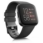 Mugust Sport Bands Compatible with Fitbit Versa 2 Bands/Fitbit Versa Bands/Versa Lite/Versa SE, Classic Soft Sport Replacement Wristbands for Fitbit Versa 2 Smart Watch Women Men (Black,Large)