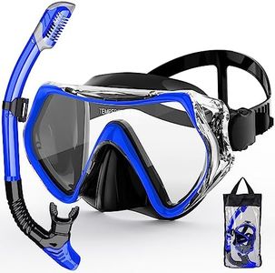 ZIPOUTE PRO Snorkeling Gear for Adults, Snorkel Mask Adult Snorkel Set, Anti-Fog Scuba Diving Mask Panoramic View Scuba Gear, Tempered Glass Snorkel Goggles Swim Masks for Adults (Black Blue)