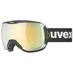 uvex Downhill 2100 CV - Ski Goggle for Men and Women - Contrast Enhancing - No Distortion & Anti-Fog Coating - Black Matt/Gold-Green - One Size