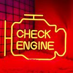 Check Engine Neon Sign - LED Neon Lights for Wall Decor Light Up Signs Auto Room Garage Repair Shop USB Powered Neon Sign Home Room Man Cave Store Signs(15.7x11.8in) (Red)