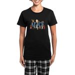 CafePress Alice & Friends in Wonderland Women's Dark Pajamas Womens Novelty Cotton Pajama Set, Comfortable PJ Sleepwear