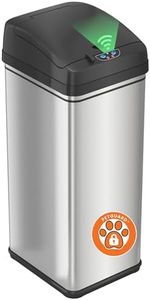 iTouchless 13 Gallon Dog Proof Trash Can with Odor Filter, Motion Sensor Stainless Steel Kitchen Trashcan Garbage Bin for Home Office Bedroom Work Living Room Garage Large Capacity Slim Wastebasket