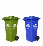 Nilkamal Plastic 120 Ltr Wheel Garbage Dustbin (Pack of 1 Green & 1 Blue)