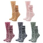 Bienvenu 5 Pairs Womens Teen Girls All Season Lightweight Cable Knit Cotton Socks Candy Color Slouch Boot Socks