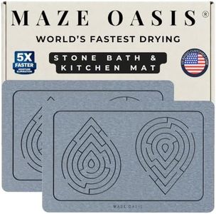 MAZE OASIS - 5X Faster Drying - Premium Stone Bath Mat Set (2 Pack) [3D Rapid-Dry Texture] – Diatomaceous Earth Mats for Bathroom & Stone Kitchen Drying Mat – Non Slip, Absorbent System – Zen Ash