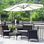 XEO HOME Rattan Garden Furniture Set 4 Pc Table and Chairs 4 Piece Indoor Outdoor Balcony Patio and Conservatory Furniture Sofa Backyard Pool Side Coffee Seater (Black)