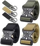 Ginwee 3 Pack Tactical Belt,Military Style Belt, Riggers Belts for Men, Heavy-Duty Quick-Release Metal Buckle with extra MOLLE Hook