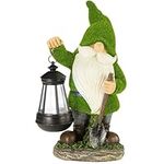 VP Home Earnest Flocked Garden Gnome with Lantern Solar Powered LED Outdoor Decor Light Great Addition for Your Garden Solar Powered Light Garden Gnome Christmas Decorations Gifts
