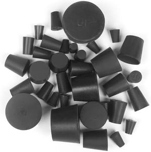 Enjoyist 34 Pack Solid Rubber Stoppers, 13 Assorted Sizes, 000# - 10# Black Tapered Lab Bungs