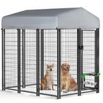 PUKAMI 6x4x6ft Large Outdoor Dog Kennel with Rotating Dog Bowl,Heavy Duty Dog Run,Dog Playpen Fence with UV-Resistant Waterproof Roof,Dog Enclosure for Outside,Dog House Cage with Secure Lock