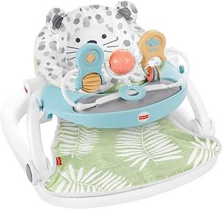 Fisher-Price Portable Baby Chair Deluxe Sit-Me-Up Floor Seat with Feeding Tray & Activity Toy Bar, Snow Leopard