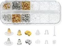 Vivixin 600pcs Earring Backs for Studs, 12 Styles Hypoallergenic Earring Backs Replacements, Safety Silicone Rubber Clear Plastic Earring Backings Back Earrings Backs Kit for Droopy Ears