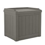 Suncast Small SS601ST 22 Gallon Resin Deck Storage Box with Seat, Stoney