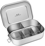 G.a HOMEFAVOR Leak Proof Stainless Steel Bento Box, Metal Lunch Container with 5-Compartment, 1400ML, Suitable for Snacks and Salad, Dishwasher Safe